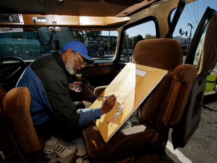 Van dwelling has also increased significantly in areas with large homeless populations. Below, artist Ira Watkins lives and works out of his van in San Francisco