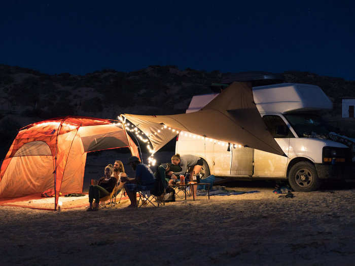 At night, dwellers sometimes park in campgrounds, on national forest lands, in Walmart parking lots, or on the beach.