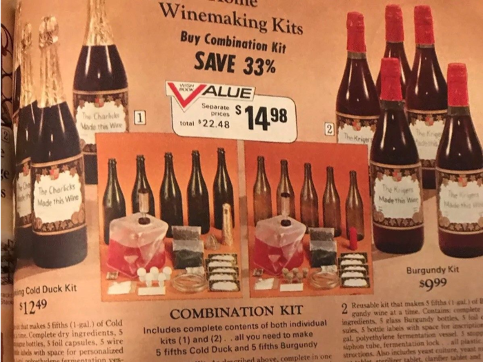 ... and it had an entire section for wine and winemaking kits for $10 to $15.