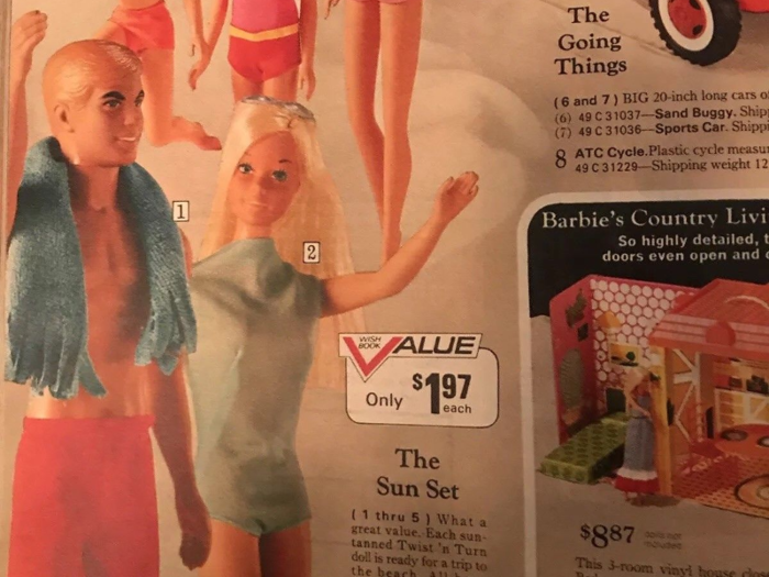 The 1973 edition sold Barbies and other toys for about $2 ...