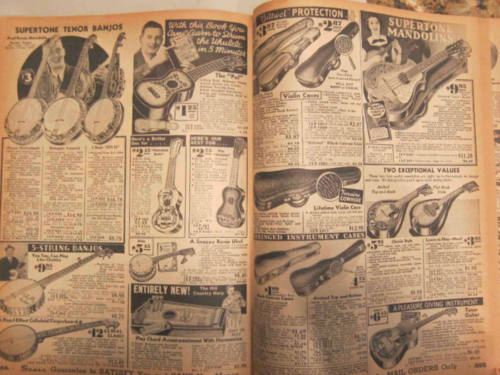 The 1934 catalog also sold guitars, banjos, and ukuleles for between $1 and $12.