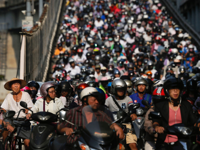 Taiwanese commuters use motor scooters, too. There are 15.09 million motorcycles in Taiwan, or 67.6 for every 100 people.