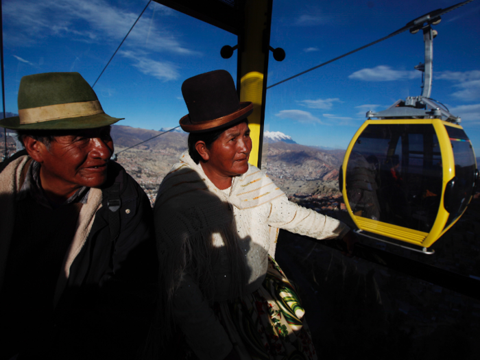 Commuters in Bolivia use the world