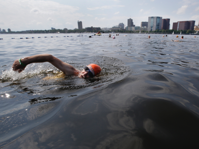 Benjamin David, a commuter in Munich, Germany, swims upstream to work. "Sometimes I hear commuters yelling at each other up on the riverbank while I