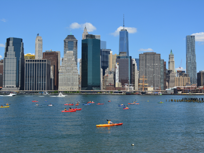 During the warmer months, Hoboken, New Jersey, resident Zach Schwitzky kayaks across the Hudson River into Manhattan daily for work. It takes him 20 minutes to cross the river but his commute is 45 minutes door to door.