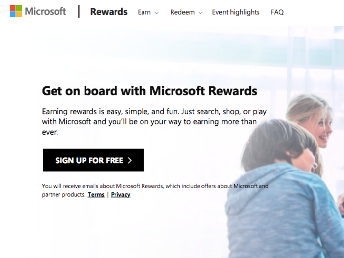 Bing offers Microsoft Rewards points every time you search.