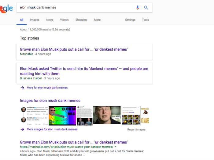 LAYOUT: When it comes to searching for news, Google does the best job of surfacing top stories and making them clearly defined in its design.