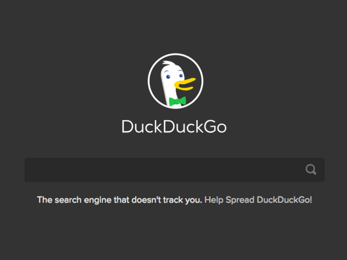 The homepage for DuckDuckGo is pretty much barren. The only call to action is to click on the text box and start typing.