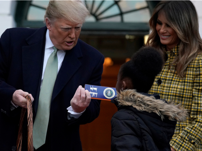 The candy Trump handed out featured his signature.