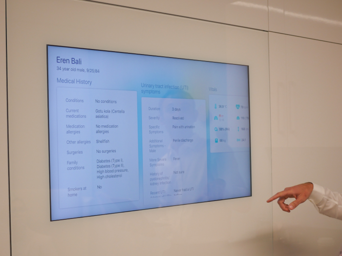 The only difference was a large screen that glowed in each of the treatment rooms that used the Carbon app to show a patient