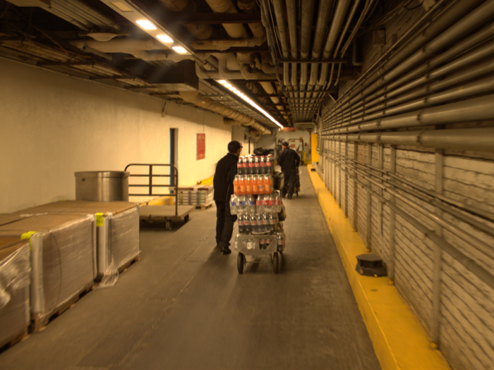 Louis and Santiago deftly moved the thousands of bottles through the storage area and into the part of Penn Station I