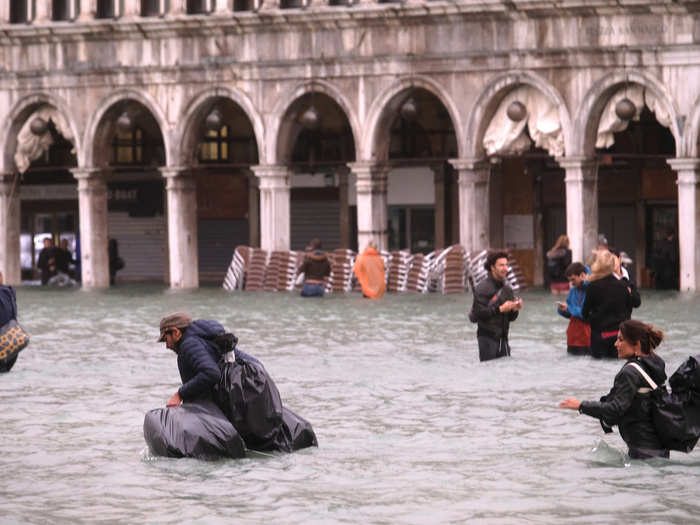 Project Moses is a series of underwater barriers that the city is creating to prevent the lagoon from being flooded when the tide reaches above 43 inches, which happens about four times a year.