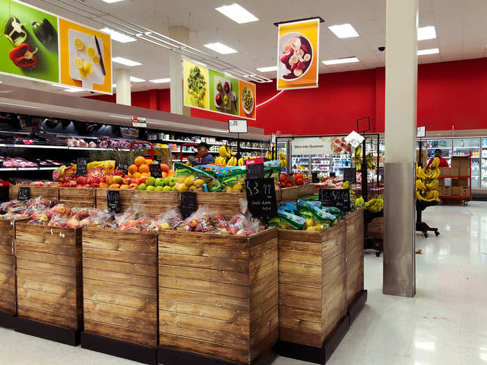 The grocery section took up a huge portion of the store, but the fresh produce aisle was almost identical to the one in the small-format Target.