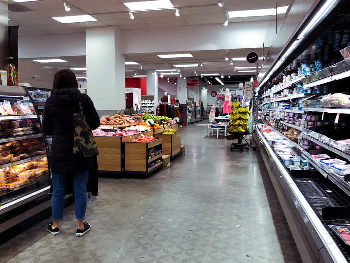 ... a refrigerated section with meat, dairy, and produce ...