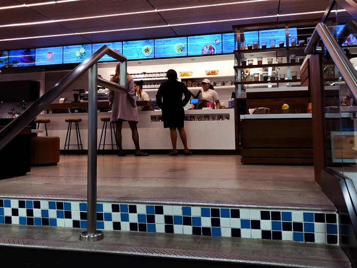 The first floor also had a Chobani bar with yogurt, sandwiches, soups, coffee, and dessert for sale.