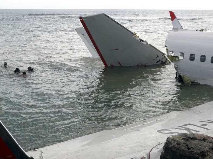 April 2013, a Lion Air flight from Bandung to Bali landed short of the runway and landed in the sea.