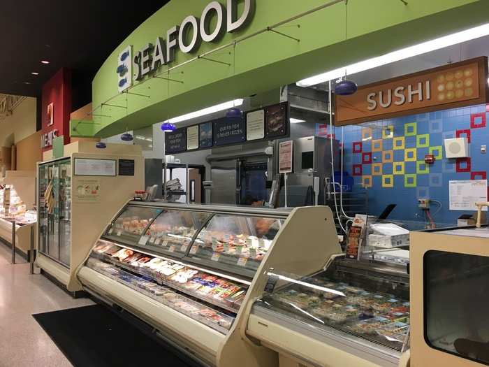 Enjoy a user-friendly experience — and sushi! — in the seafood department.