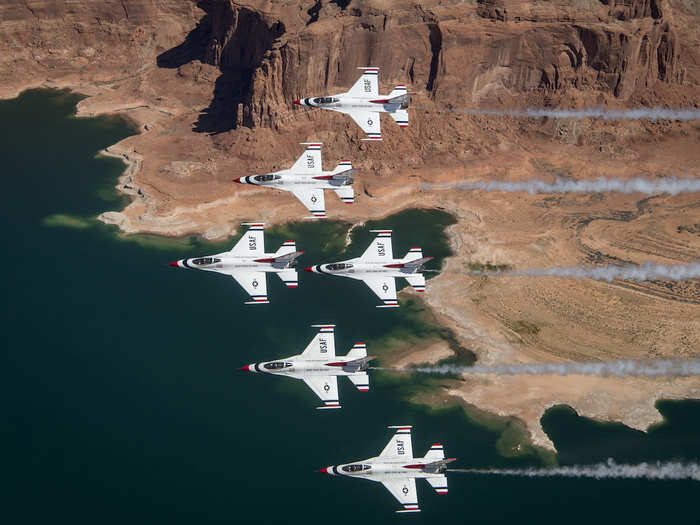 They also fly in several different formations, including the delta formation below.