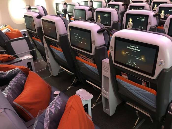 Each seat is equipped with a 13.3-inch high definition touchscreen running Singapore