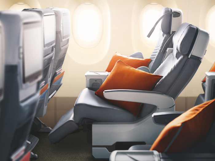 Each seat reclines eight inches with an adjustable calf rest and foot bar.