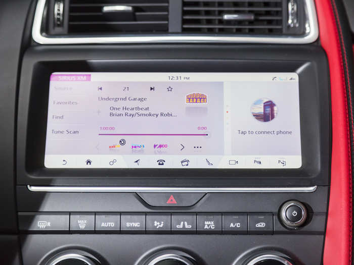 The ten-inch touchscreen provides access to an spanking-good 825-watt Meridian Surround Sound audio system.