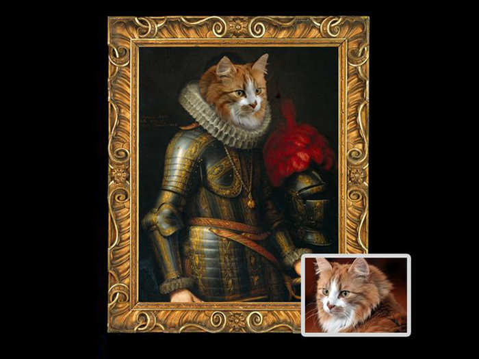 A pet portrait done in the classic Renaissance style