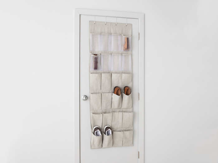 An over-the-door shoe organizer