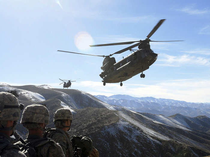 During pinnacle landings, "we land on top of the mountaintop and only put the ramp and the two wheels on the ground and have troops run off the back as the front of my helicopter is hanging off a cliffside," he said.