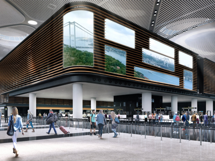 The new Istanbul Airport will host flights to more than 350 destinations and feature 143 passenger boarding bridges.