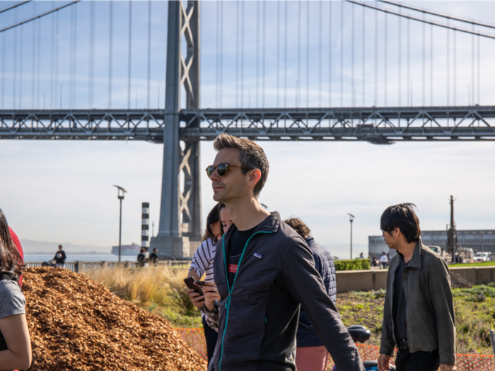 Employees marched along the Embarcadero, San Francisco