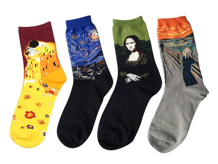 Socks modeled after famous paintings