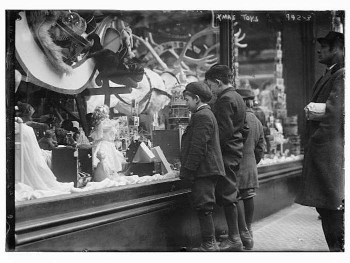 ... and children gathered around the windows to see the extravagant displays.