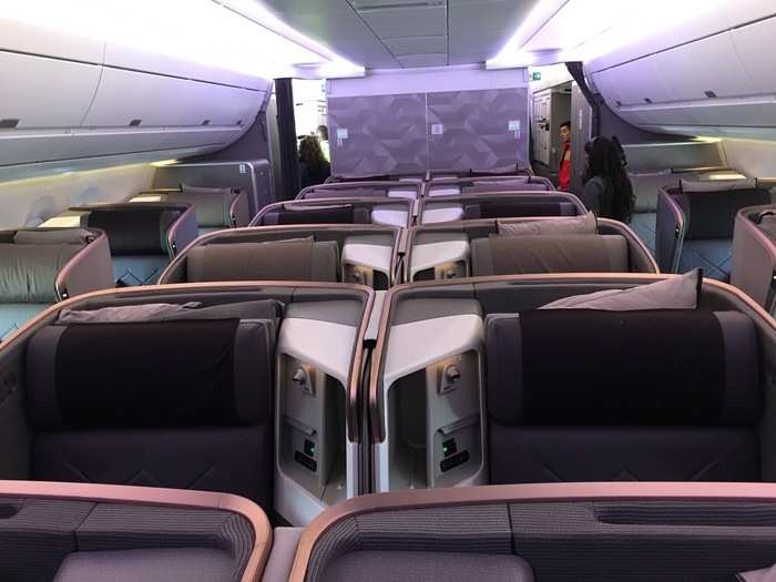 First up is the business class cabin that occupies the front 2/3s of the aircraft.