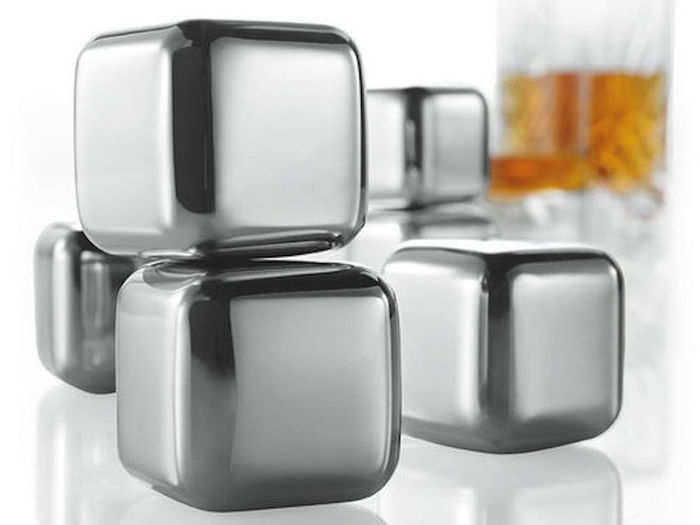 Cube-shaped steel drink chillers