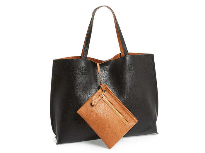An all-purpose tote with a detachable wristlet