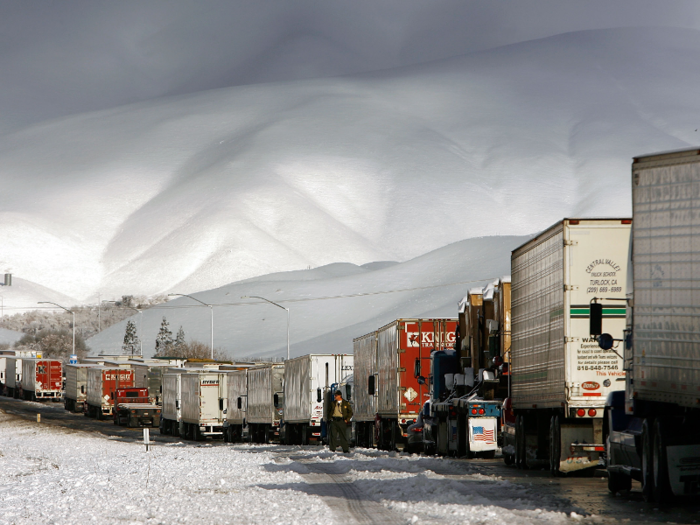 Further north in the United States, icy temperatures can seriously hamper truck drivers from doing their jobs. A 2008 snowstorm halted drivers in California.