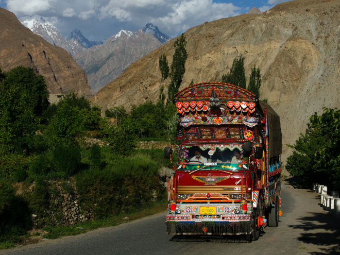 This truck is headed through the Karakoram Highway, which connects Pakistan and China.