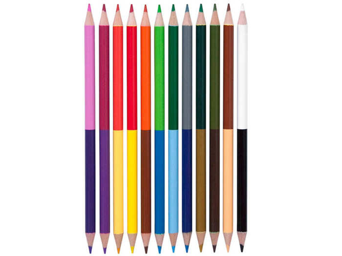 A pack of double-ended colored pencils