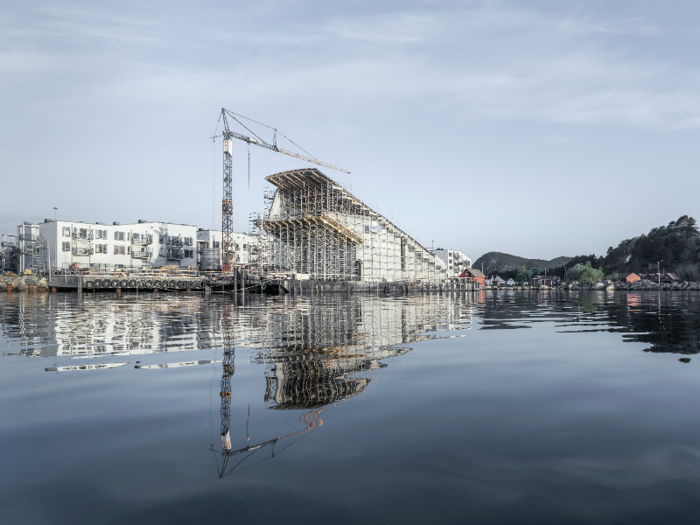 Under was built aboveground on a barge over a period of about six months. The structure was designed to be able to weather harsh conditions.