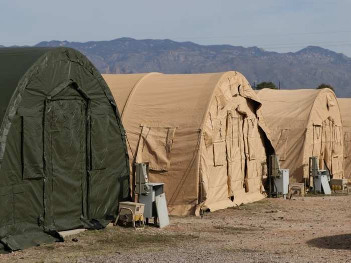 These tents, like those set up at Fort Huachuca, will house military personnel deployed to the border in support of Operation Faithful Patriot.