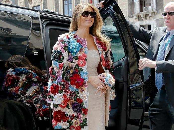 2. In May 2017, Trump stepped out in Sicily wearing a $51,500 Dolce & Gabbana coat and sparked outrage over the exorbitant cost amid the president