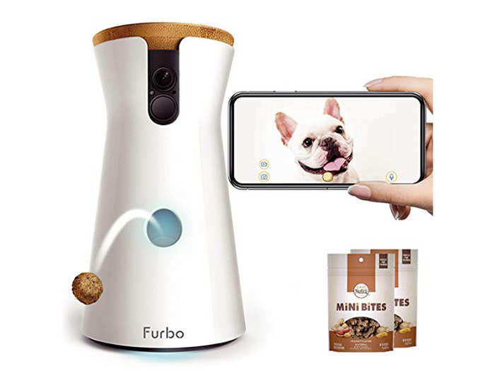 A dog camera that lets them keep up with their pup and send treats when they