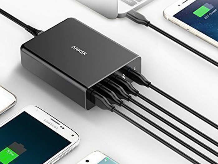 A multi-port USB hub that charges multiple devices at once