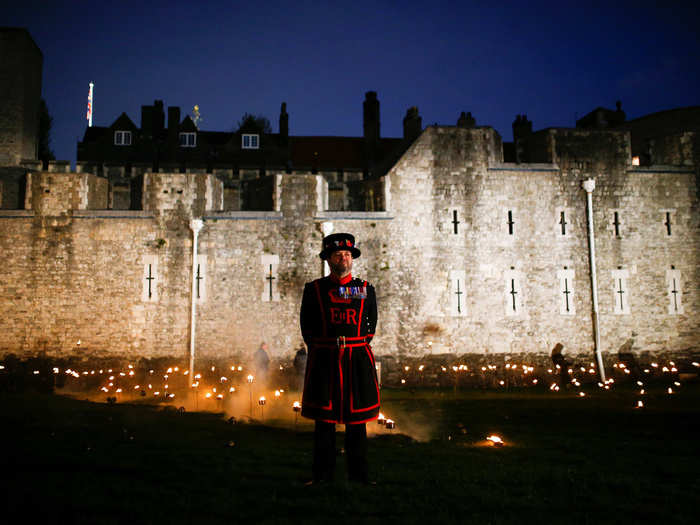 Yeoman Warders, also known as Beefeaters, are the tower