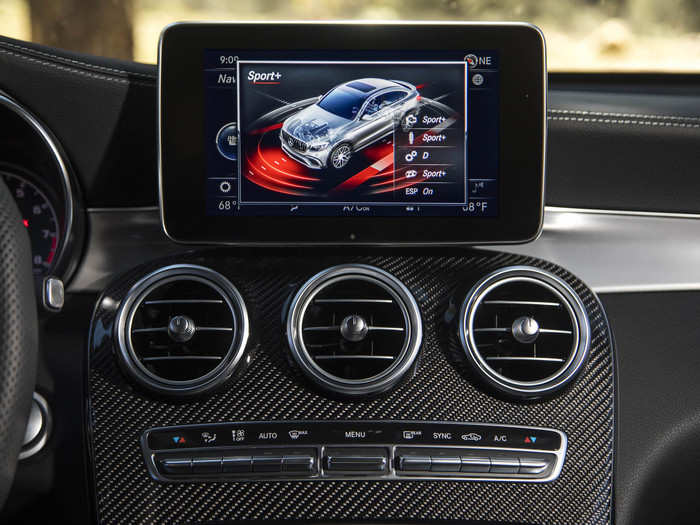 The center stack is equipped with a high-definition 8.4-inch display running an older version of the Mercedes corporate Command infotainment system. The GLC comes standard with a seven-inch screen. Overall, the system worked well. It