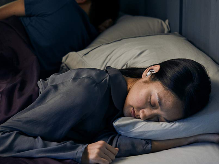 A pair of noise-masking earbuds specifically for sleeping in