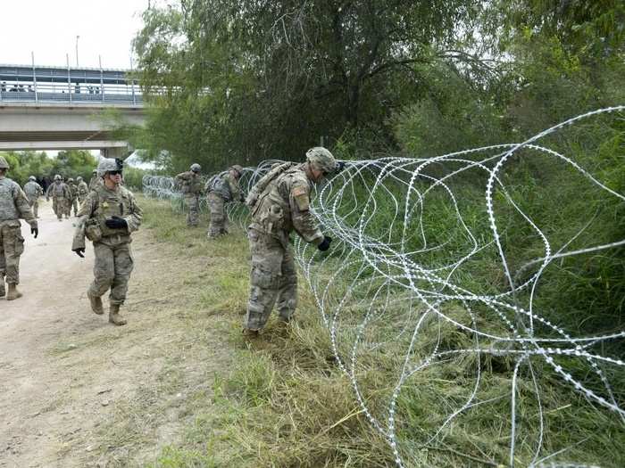 "I noticed all that beautiful barbed wire going up today," President Donald Trump said at a campaign rally in Montana on Sunday. "Barbed wire used properly can be a beautiful sight."