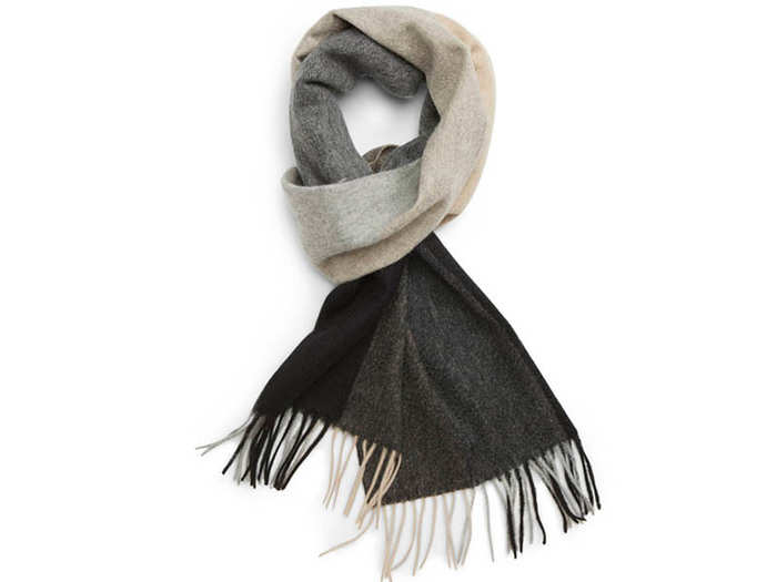 A fringed cashmere scarf