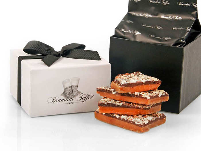 A box of decadent handmade toffee