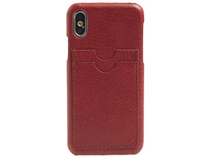 A leather phone case with card slots